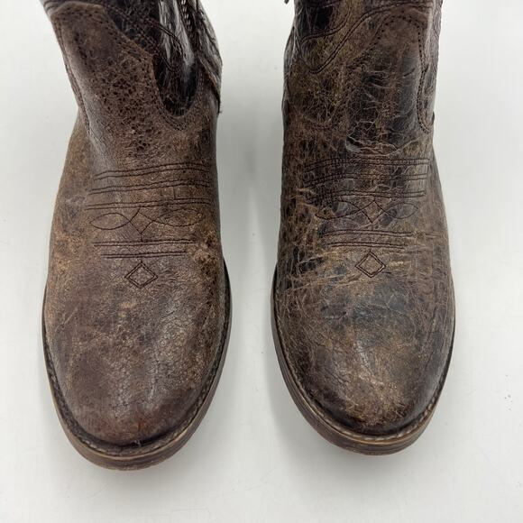 Steven by Steve Madden Vestted Brown Leather Western Boots Cowgirl Booties - Picture 2 of 8